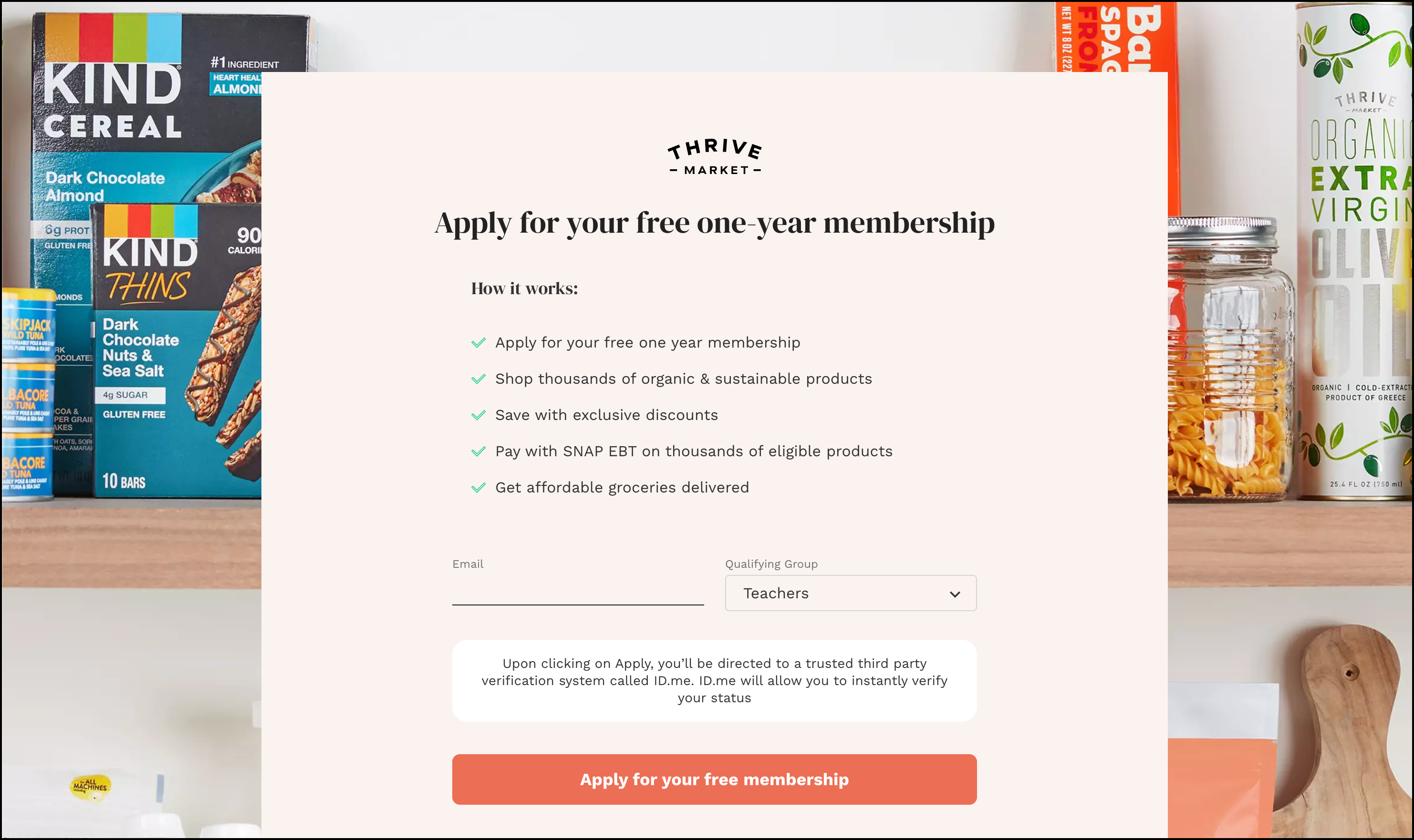 Image that shows how Thrive incorporates ID.me to offer exclusive discounts to Military