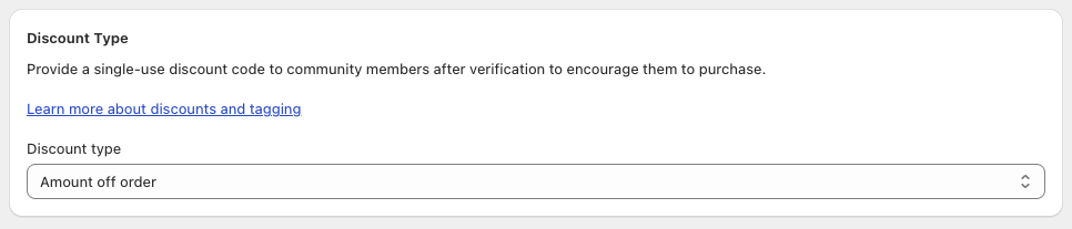 Discount Type screen