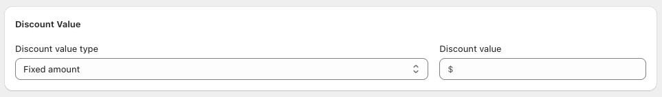 Options for the type of discount you want to apply
