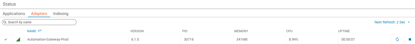 Adapter connection status