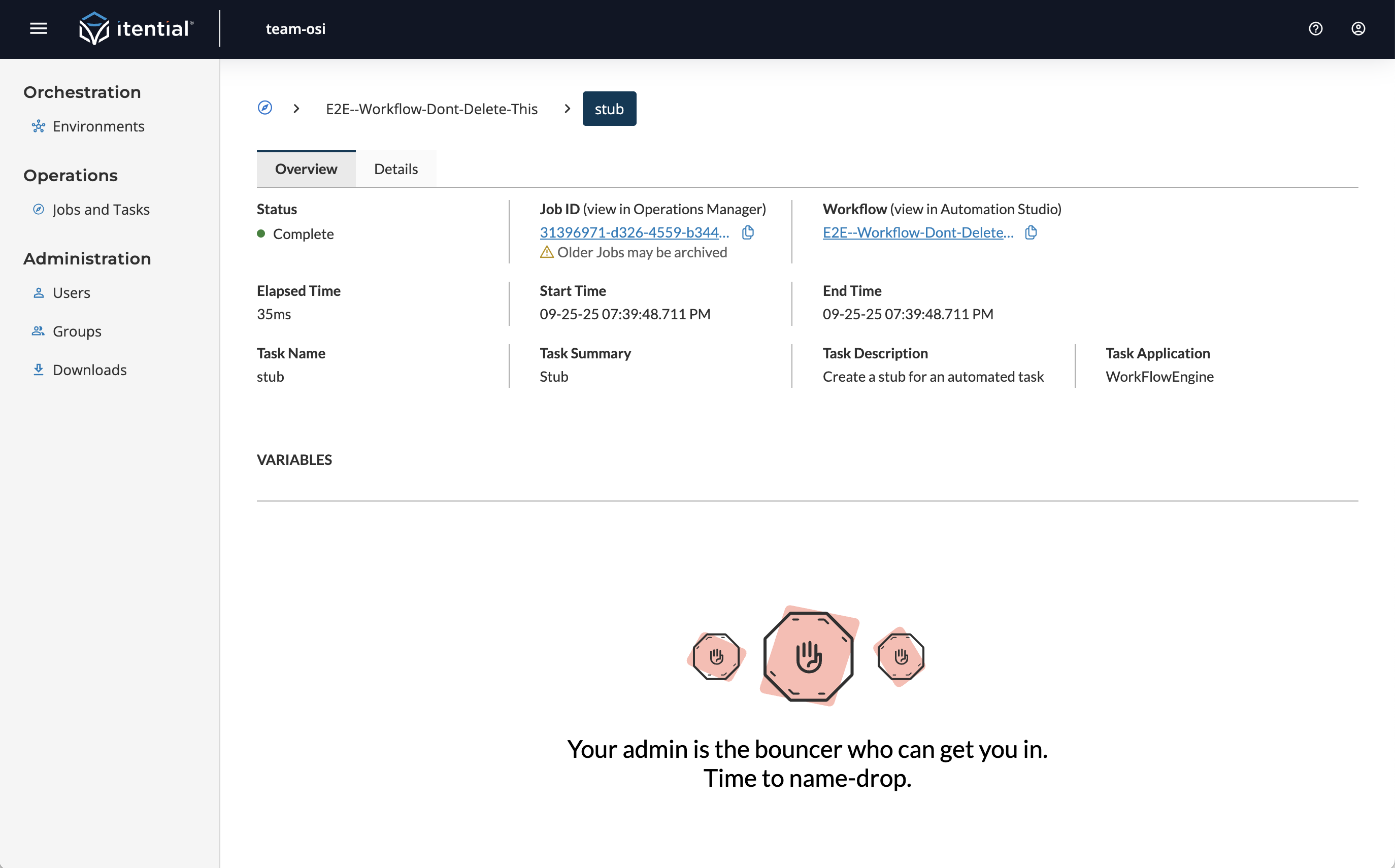 No variable access error message