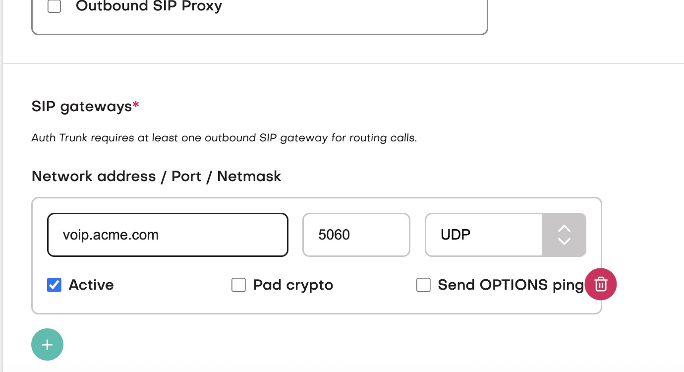 Registration trunk outbound gateways