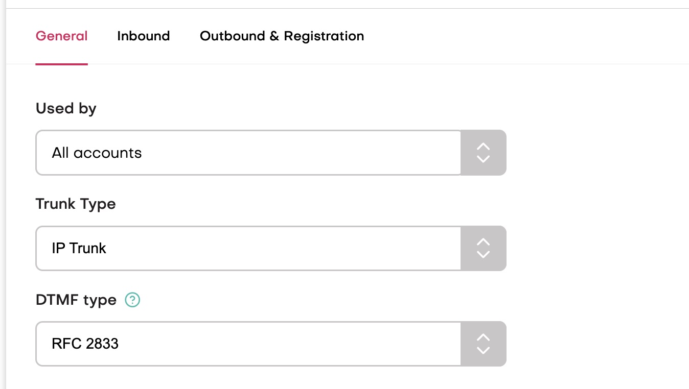 Select IP Trunk type