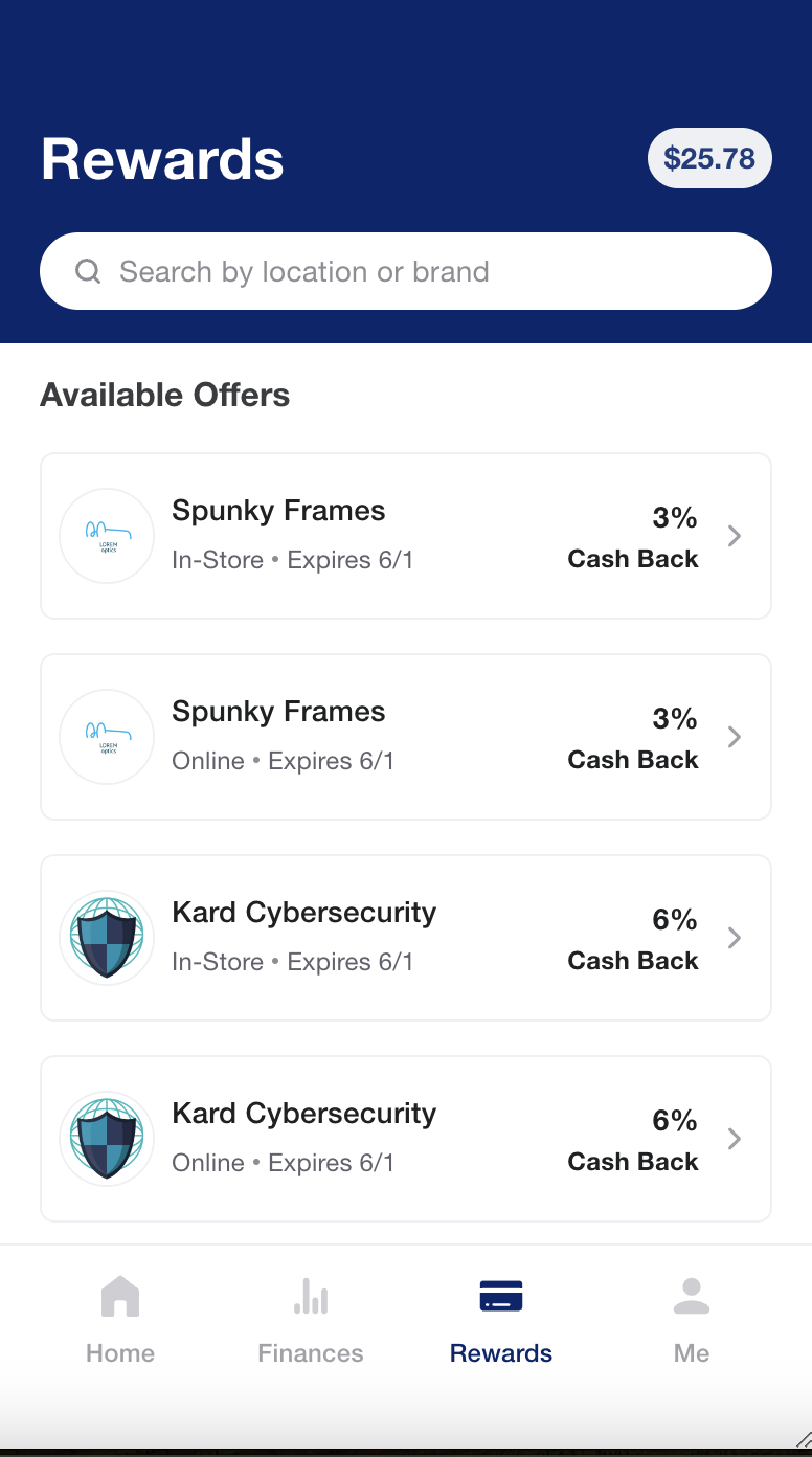 list of rewards in app