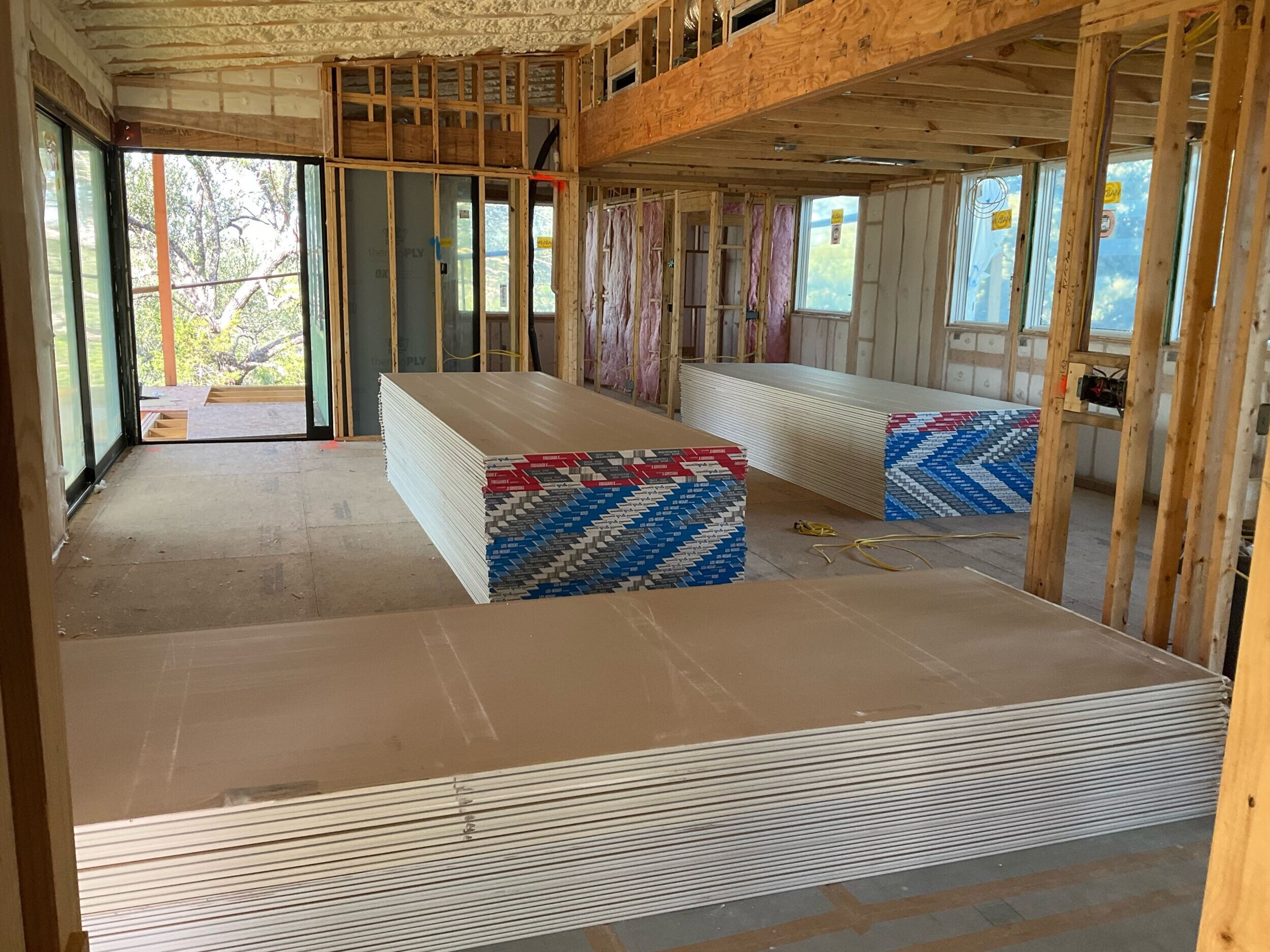 Wood studs are installed
