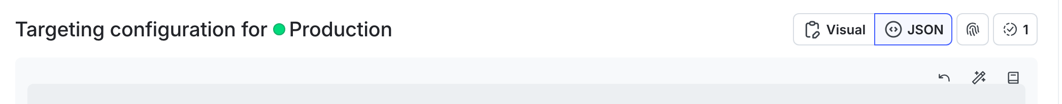 The JSON targeting option on a flag's Targeting tab.