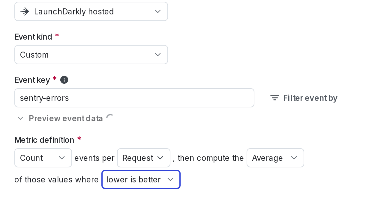 The metric creation dialog.