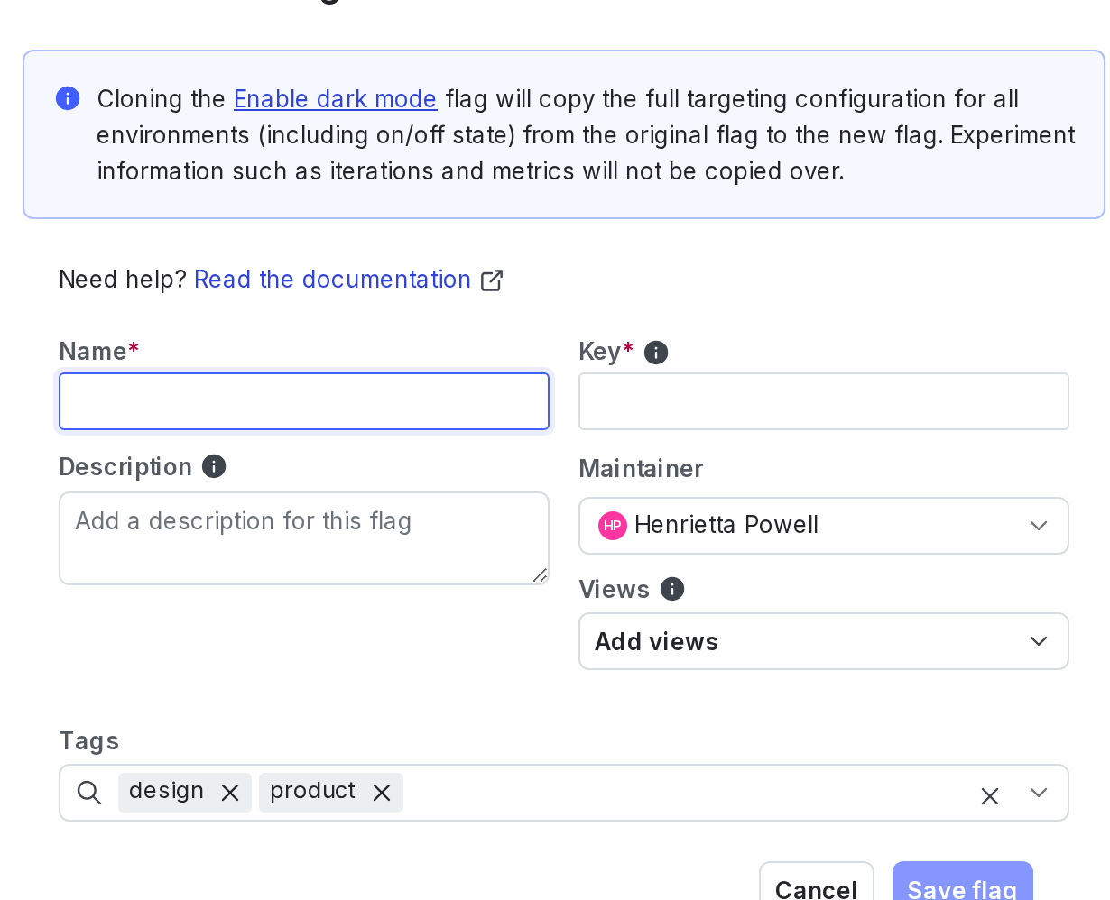 The "Clone feature flag" dialog.