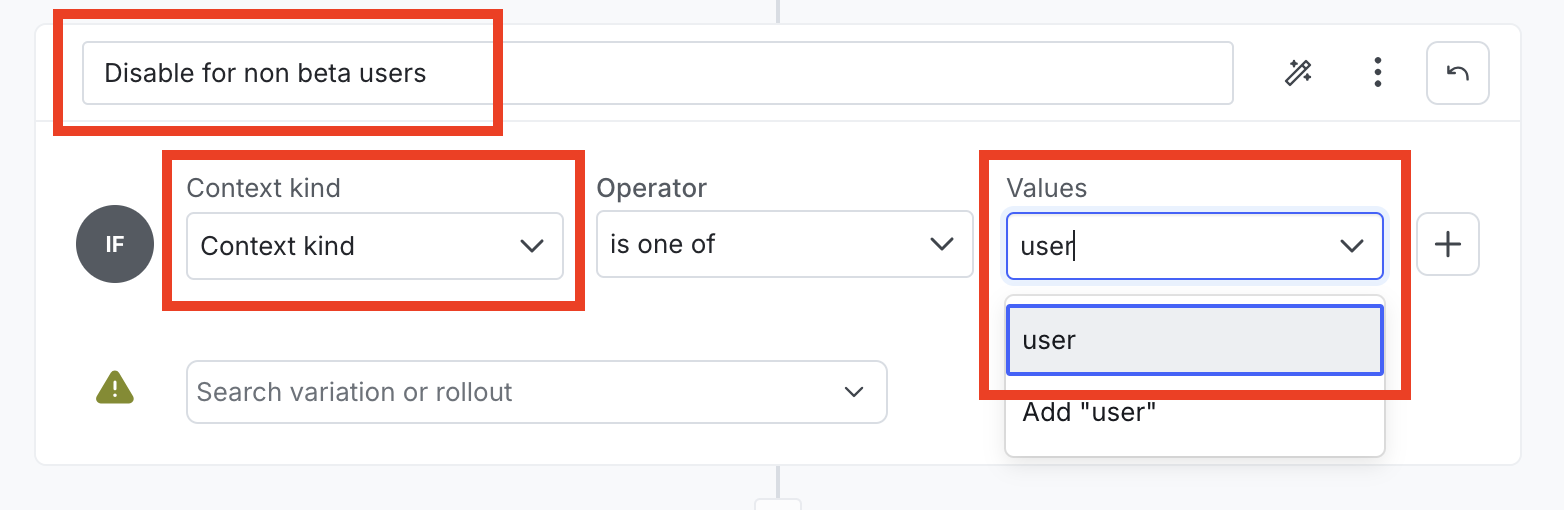 The menu to target a specific context kind called user.