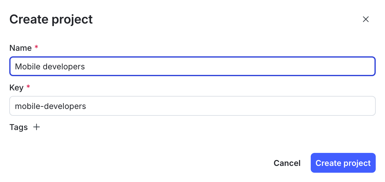 The "Create new project" dialog.