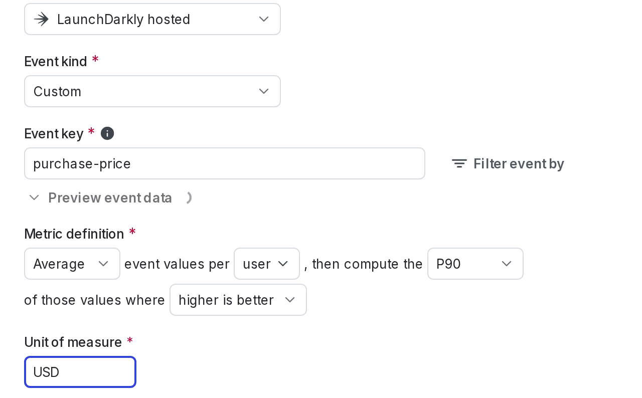 The metric creation dialog.
