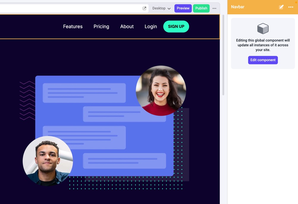  Global component edit
button