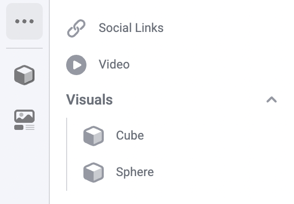 Screenshot of registered component sections