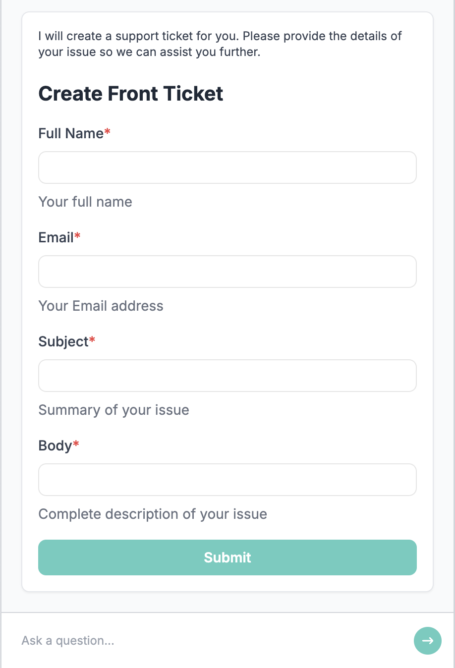Ticket Action Form