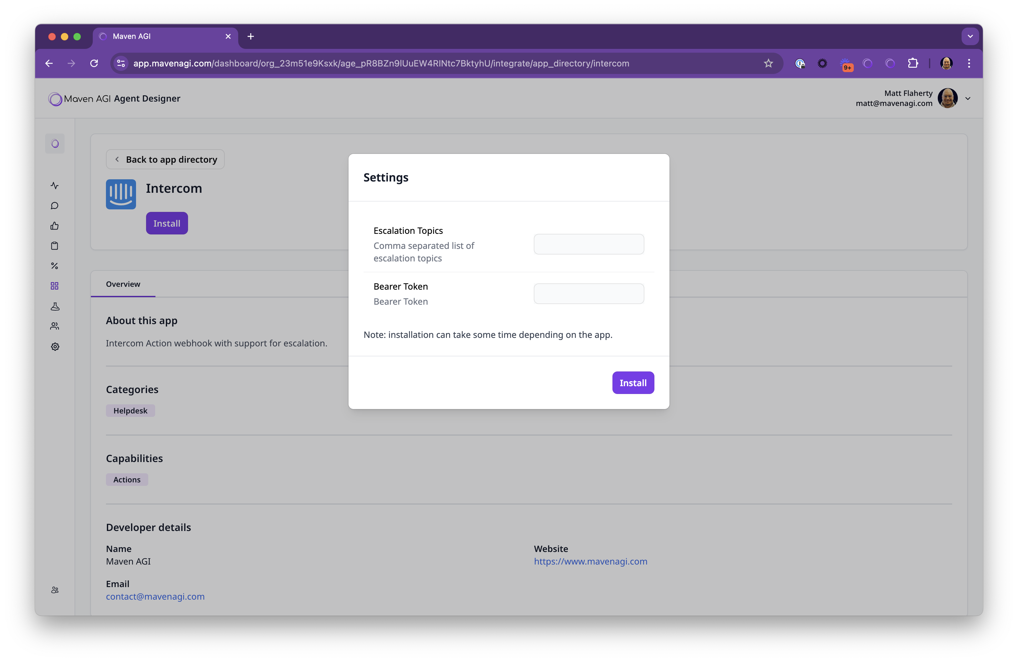 Configure Authentication Token and Escalation Topics