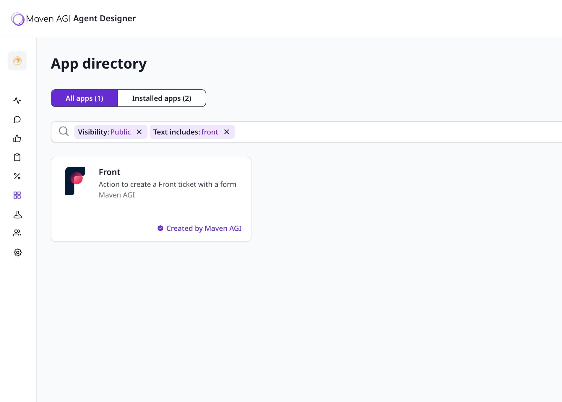 Install Front App from Maven App Directory