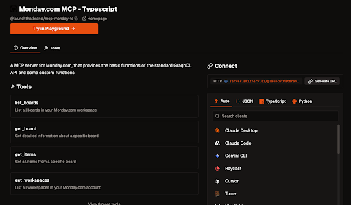 Selecting Monday.com MCP Server