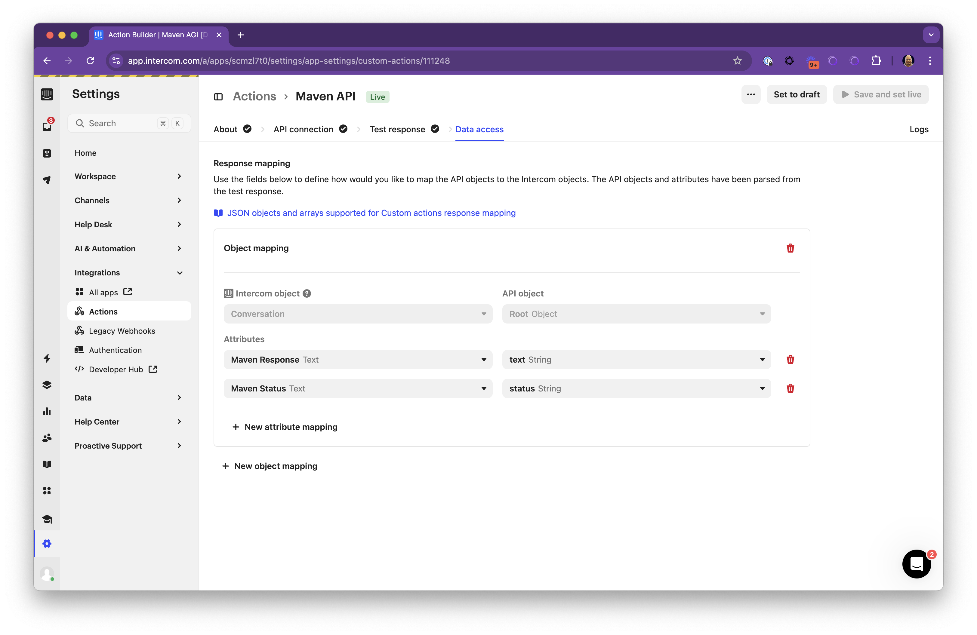 Map Response to Conversation Attributes