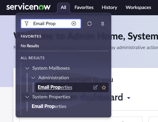 Navigate to Email Properties