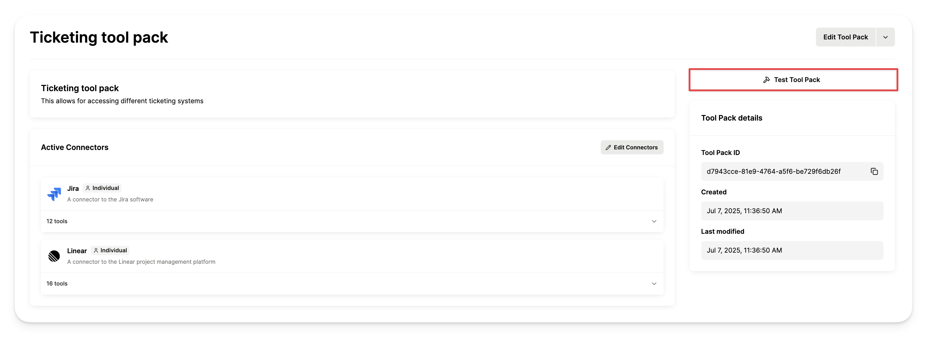 Tool Pack Tester Button