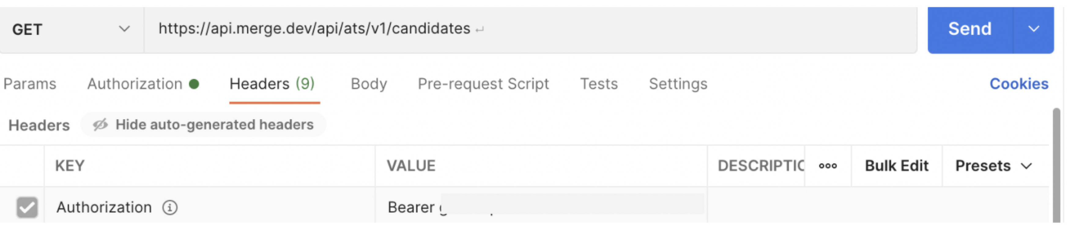 Auto-generated bearer header