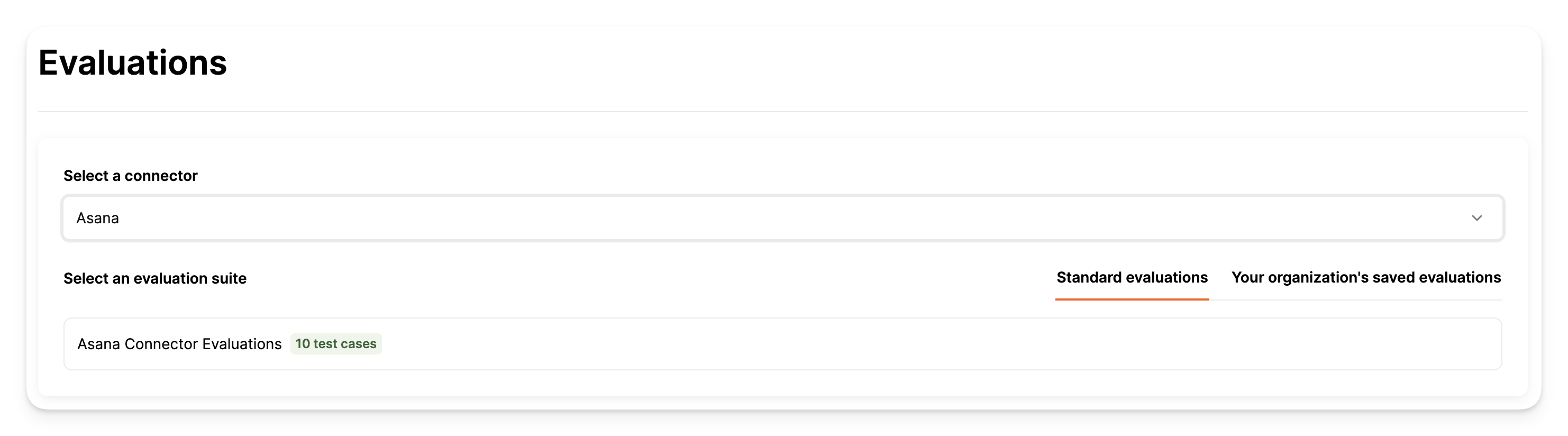 Select connector for evals