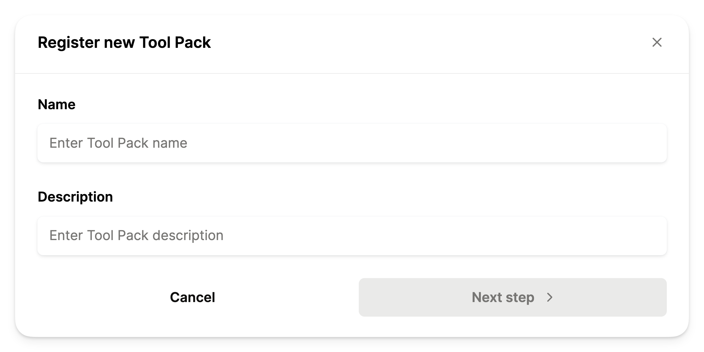 Register Tool Pack Name