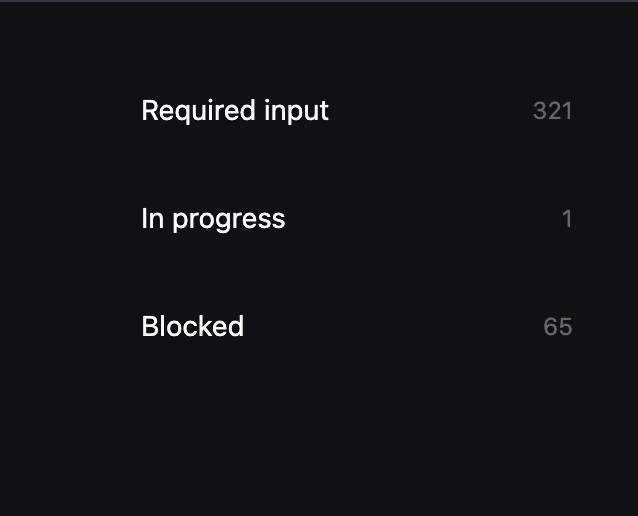 Target list showing Required input count decremented and In progress count incremented after proceeding