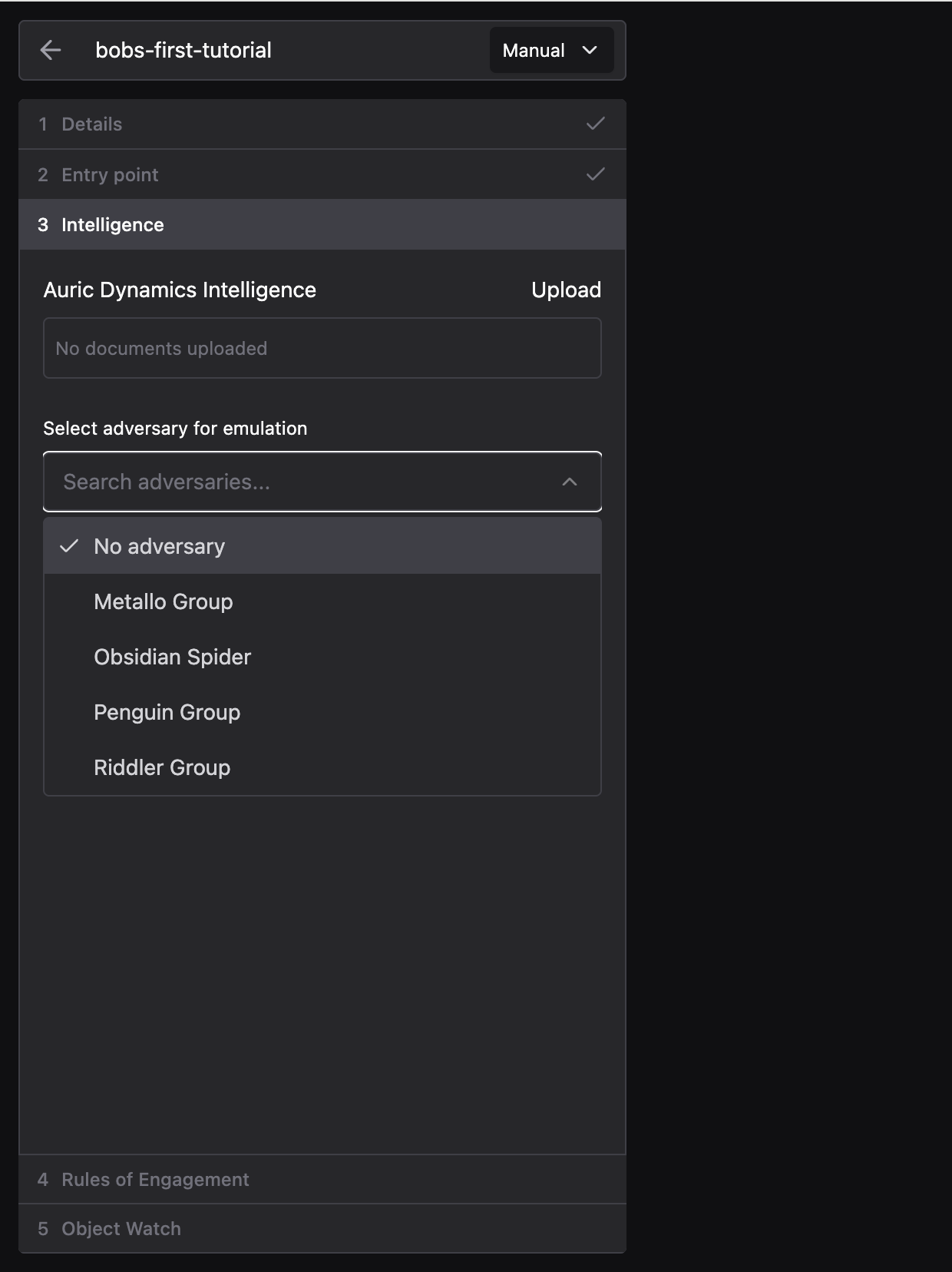 Select an Adversary when configuring an Operation