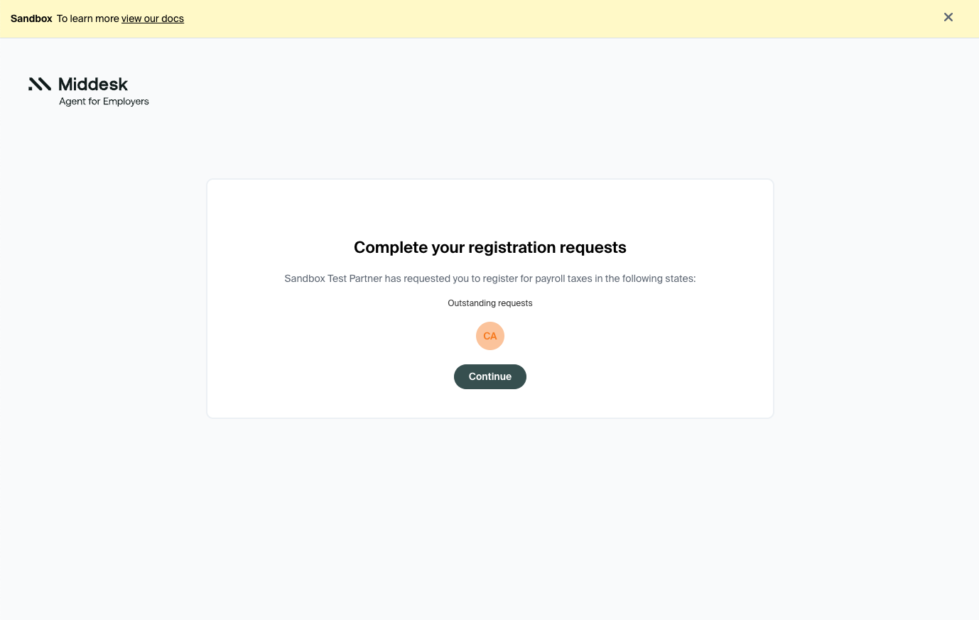 Sandbox Employer Request One