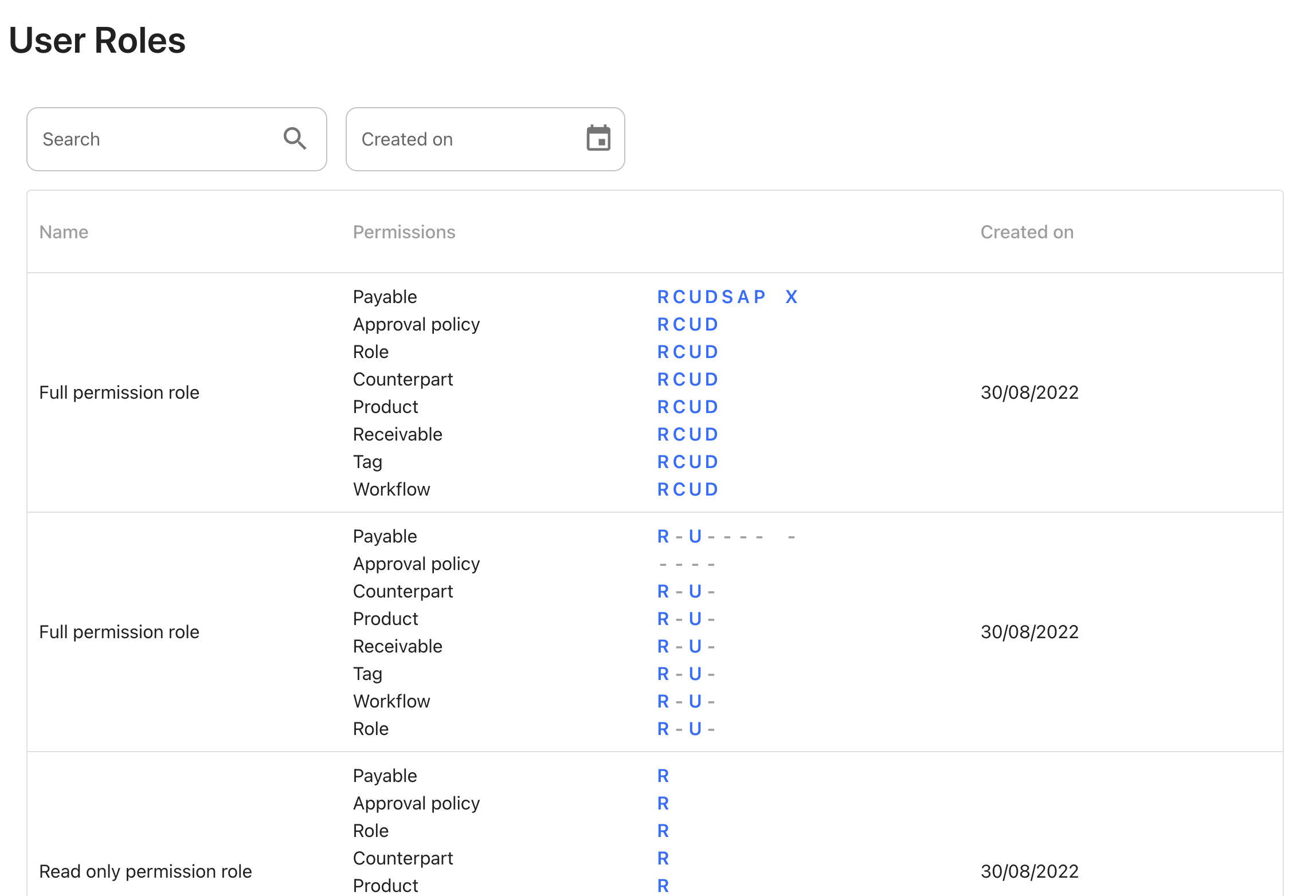 UserRoles component preview