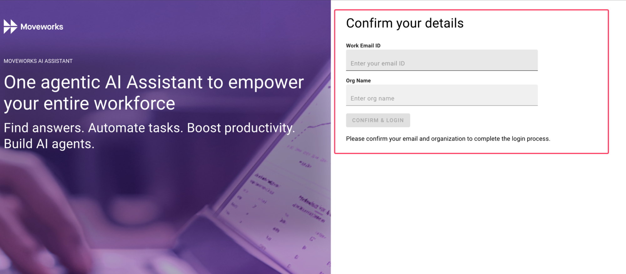 Confirm your details page