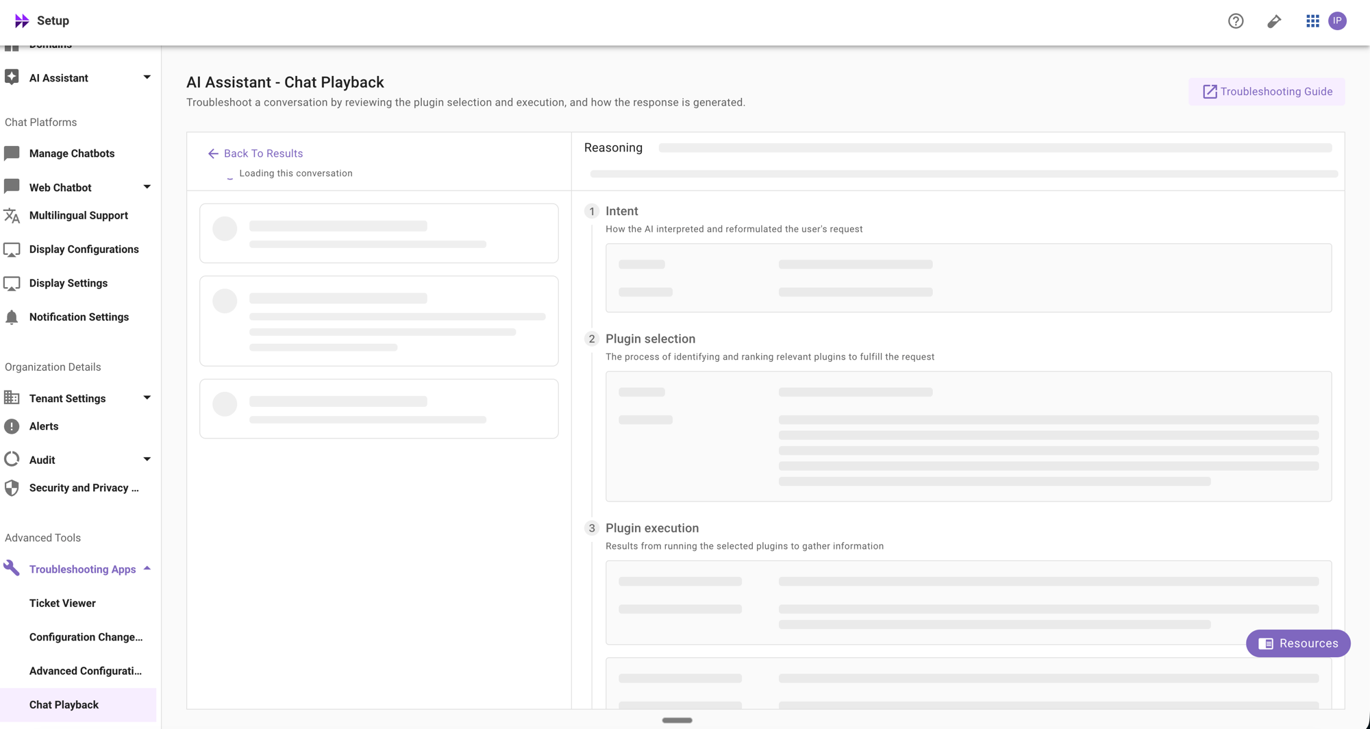 Chat Playback loading the conversation data