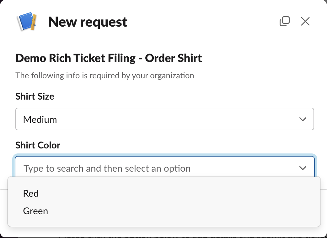 When Medium or Large is selected, the Medium/Large color options field appears
