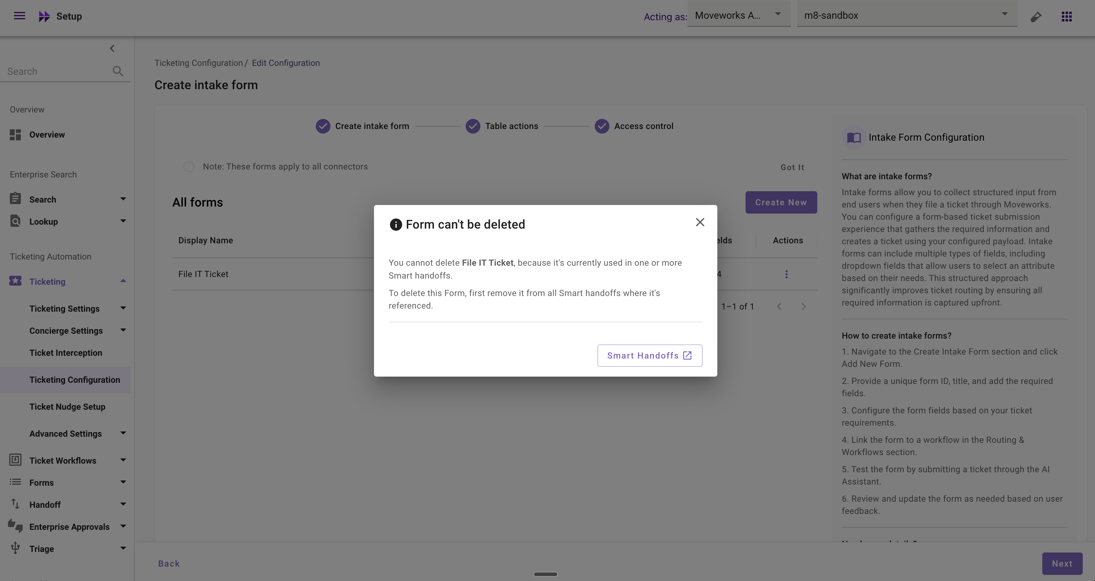 Form can't be deleted dialog