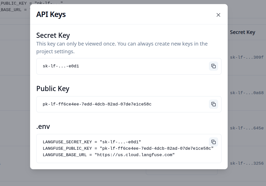 Langfuse API Keys