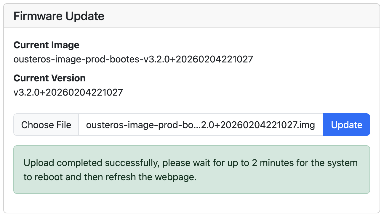 Firmware update upload complete