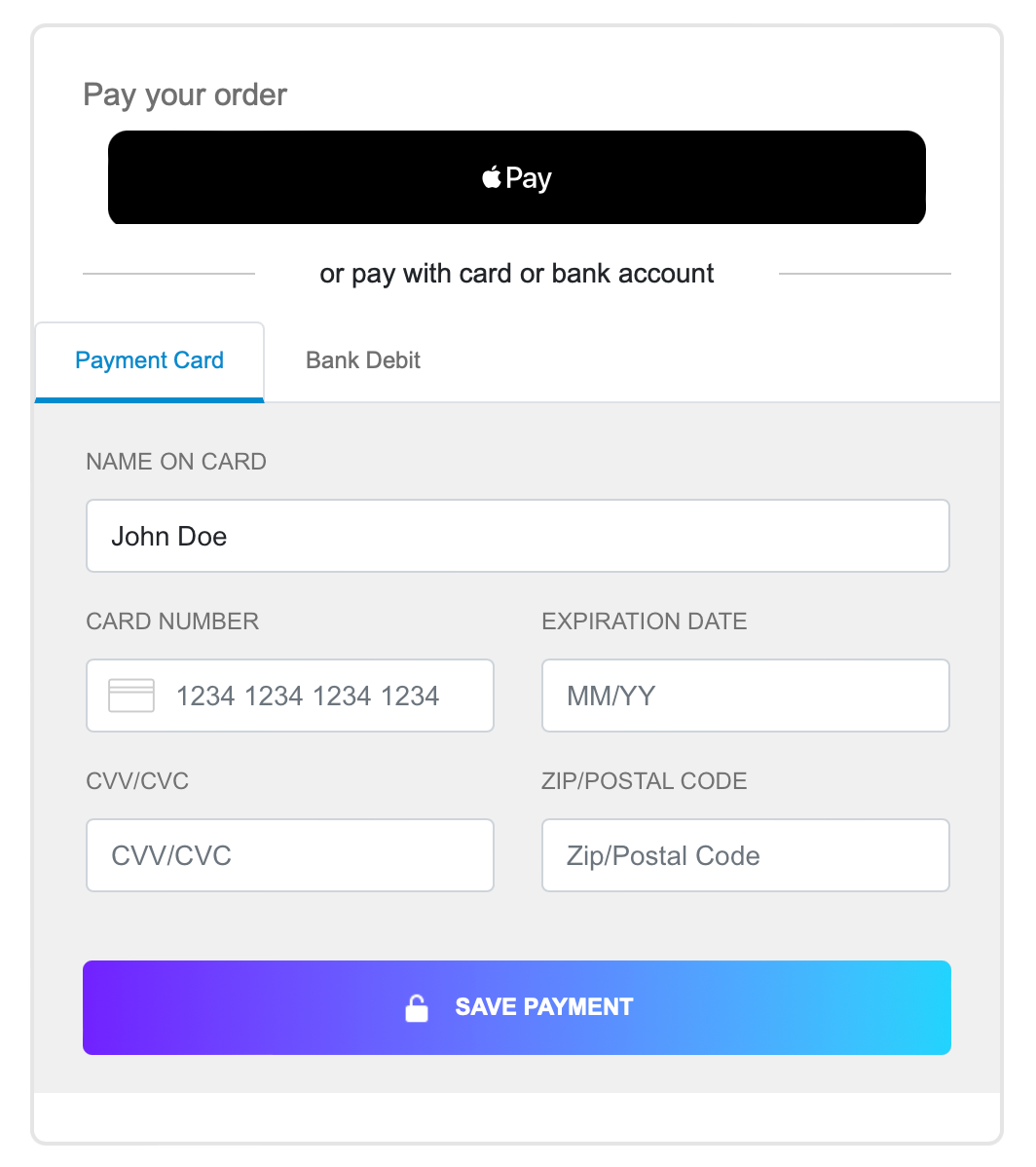 an image of an ExpressCheckout component rendered on a site