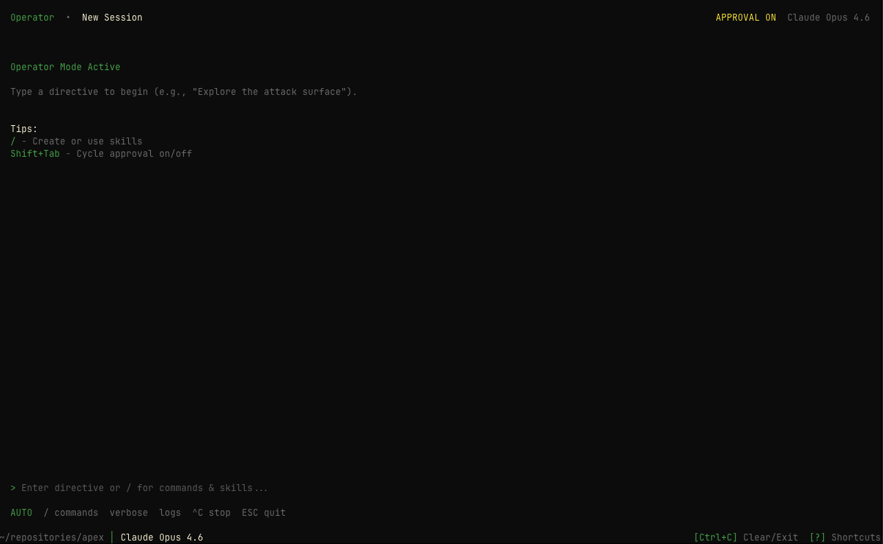 Operator session — interactive prompt