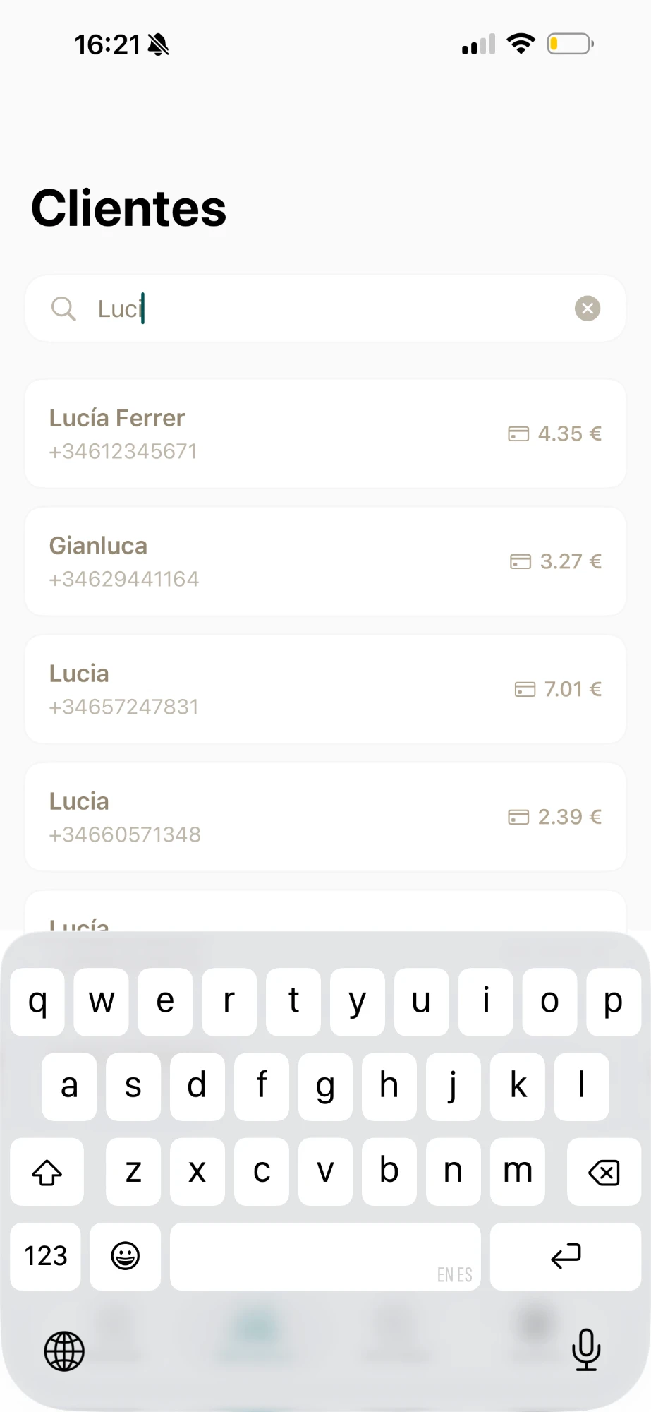 buscador de clientes con resultados