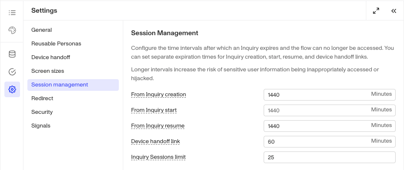 session management interface