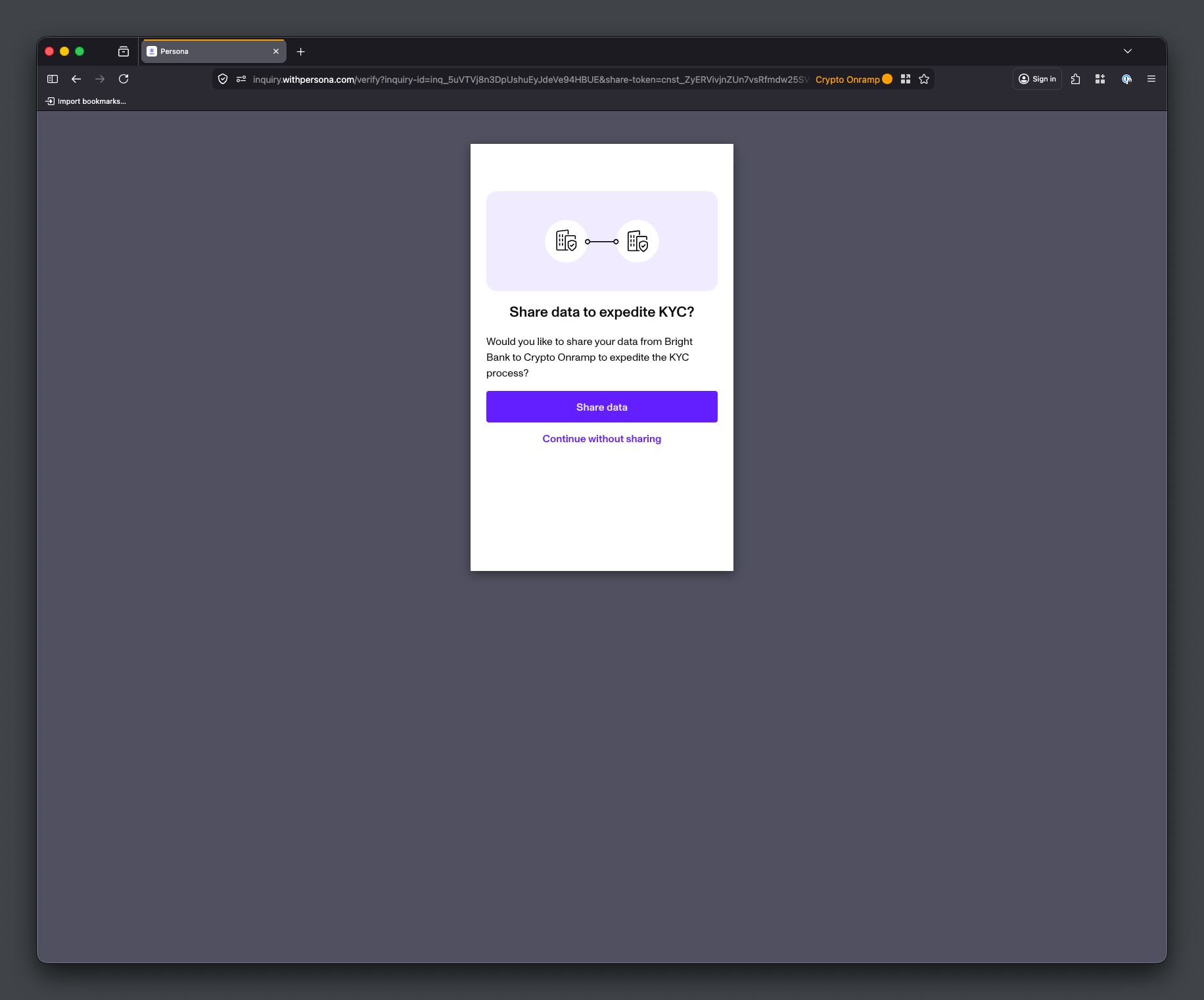 Client-side Share Token redemption flow within an Inquiry