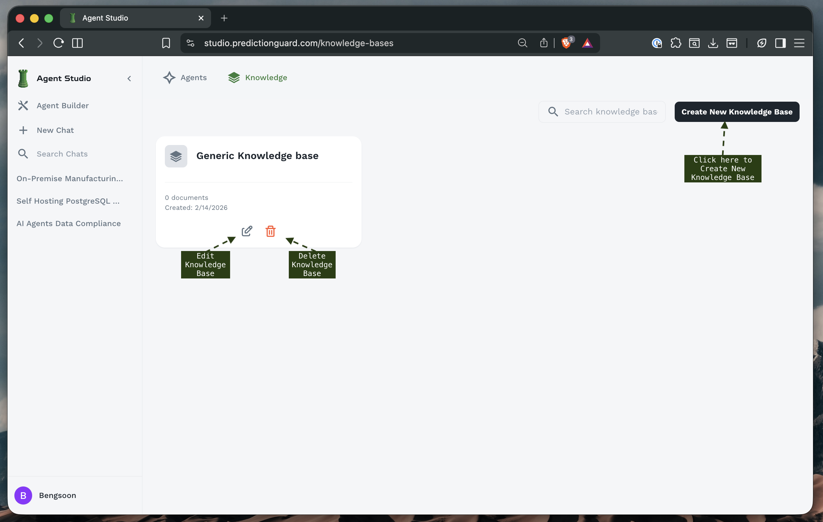 Knowledge Base Screen