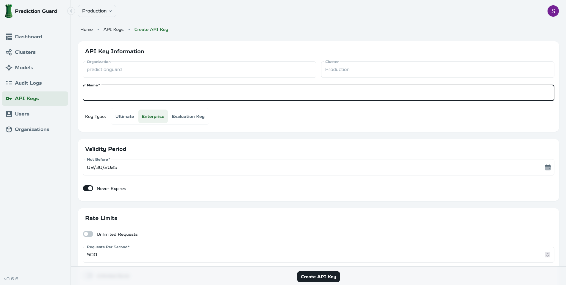 Create New API Key