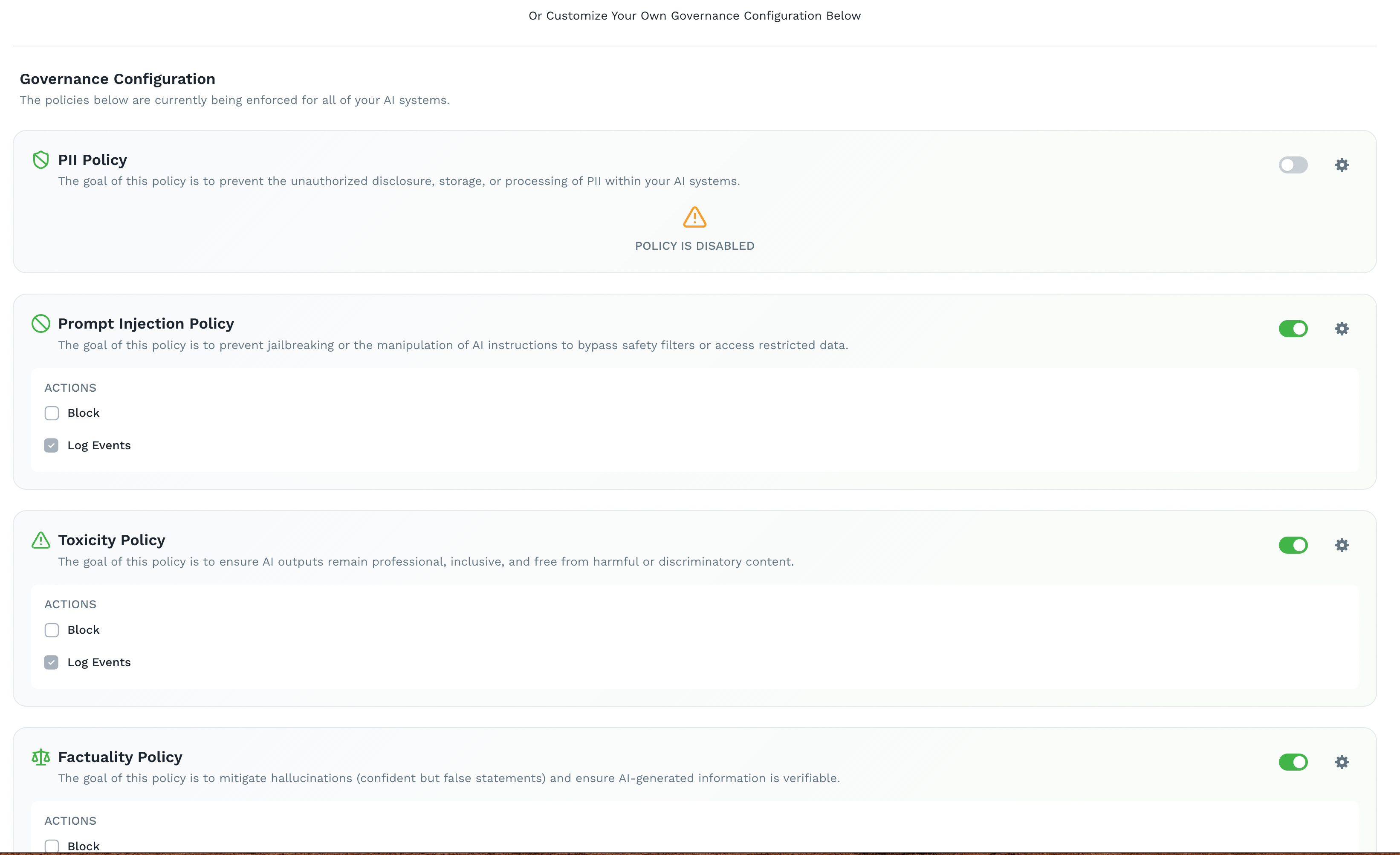 Govern - Custom Configuration