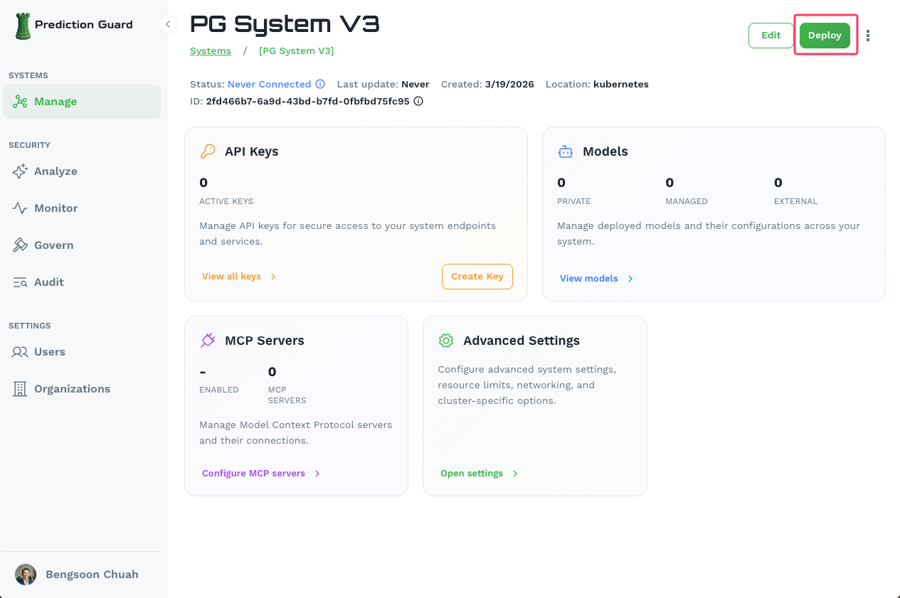 System Management - Deploy Button