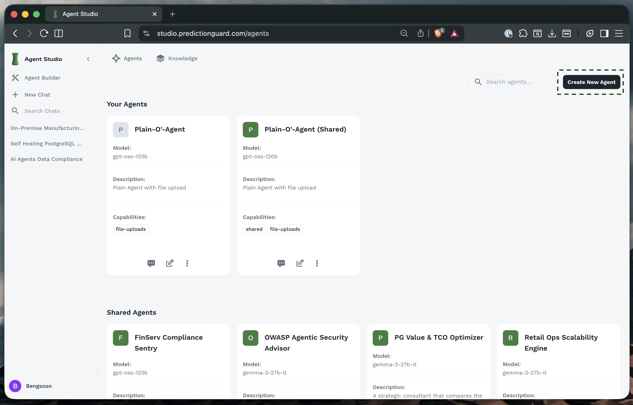 Create New Agent Button