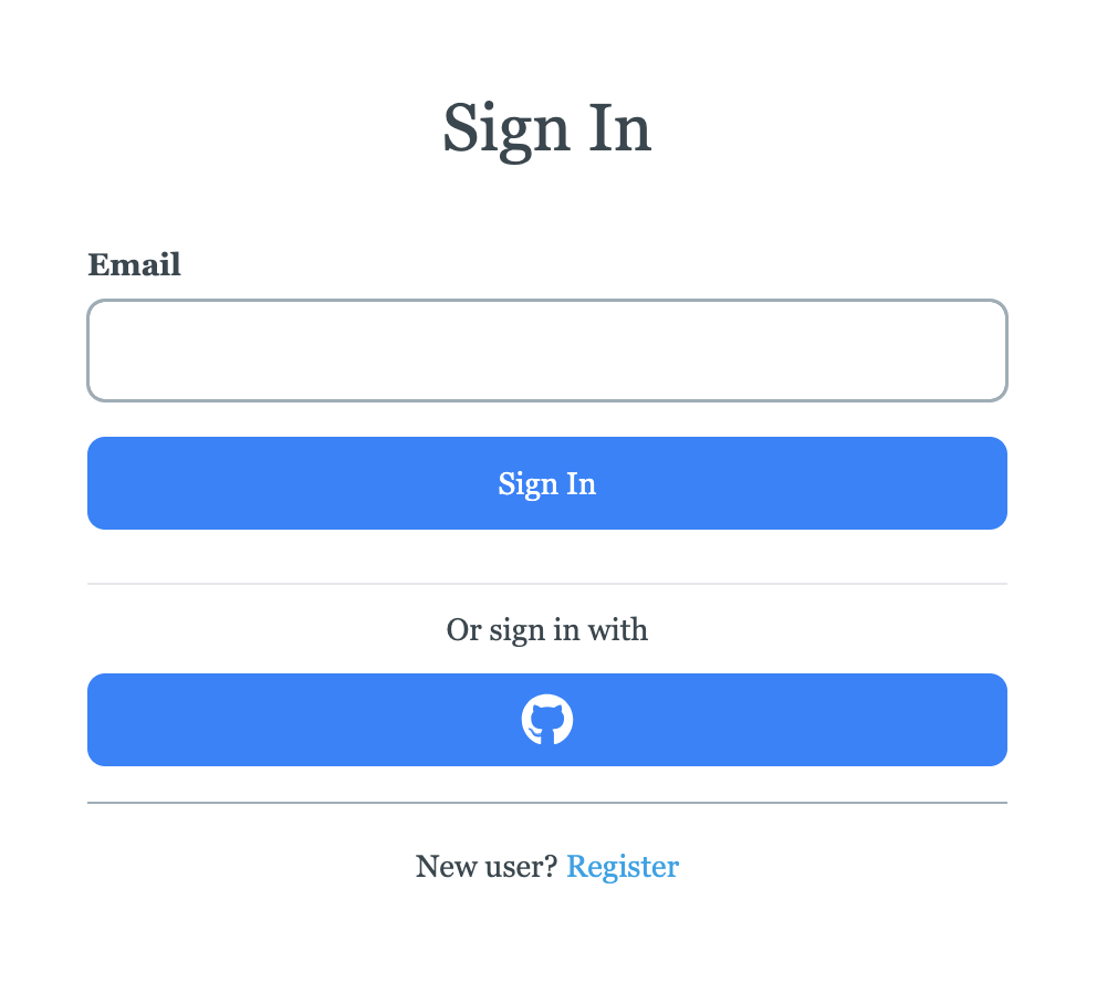 Login page with a GitHub login button