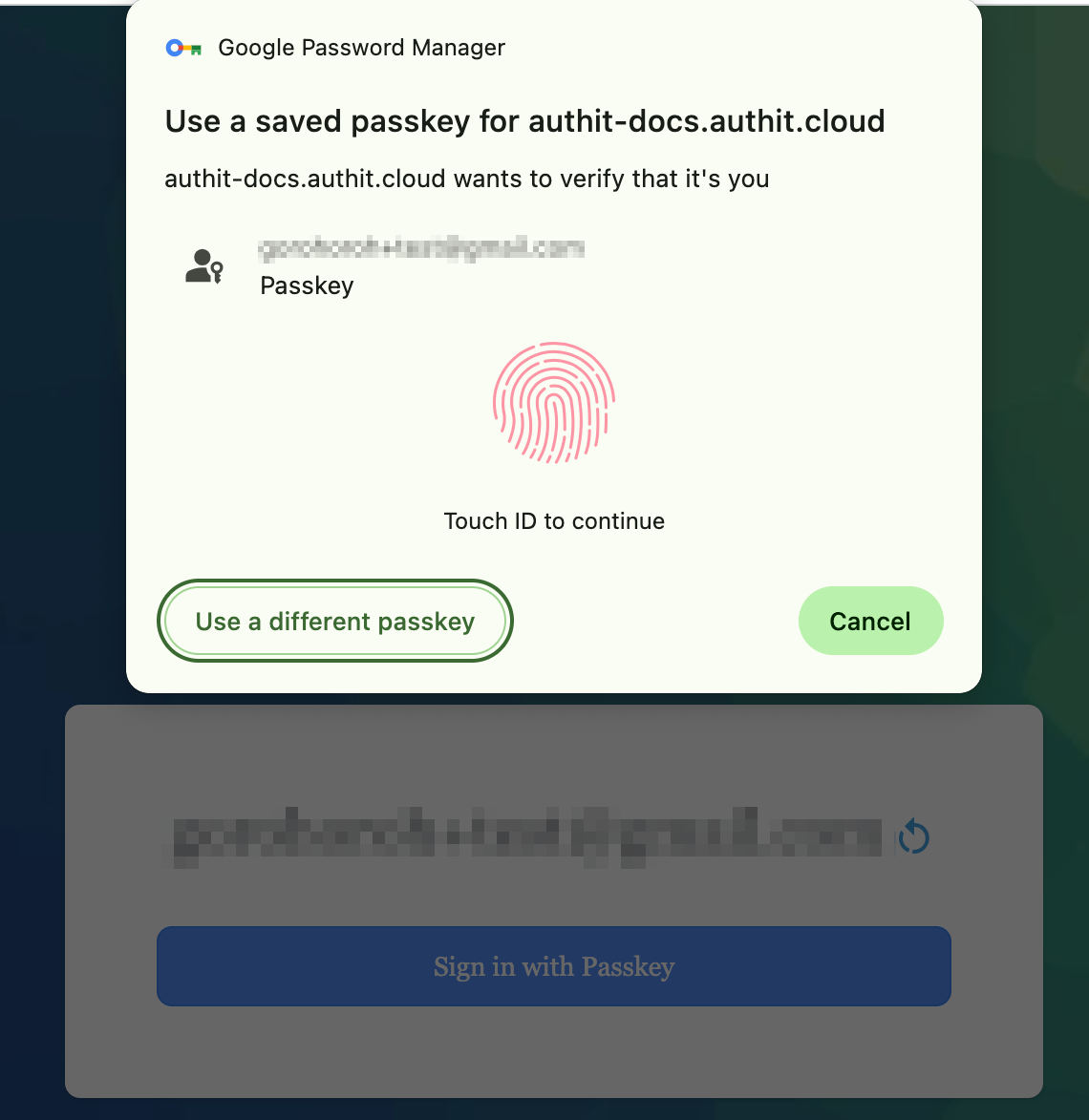 Passkey login UI