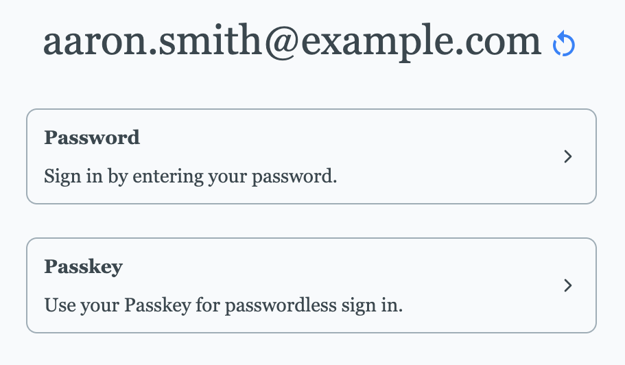 Passkey login options